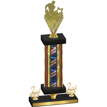 Premium Single Flag USA Second Place Rugby Trophy