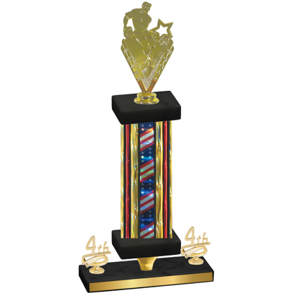 Premium Single Flag USA Fourth Place Rugby Trophy