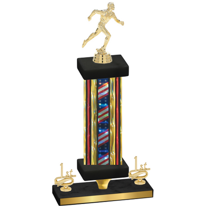 Premium Single Flag USA First Place Running Trophy