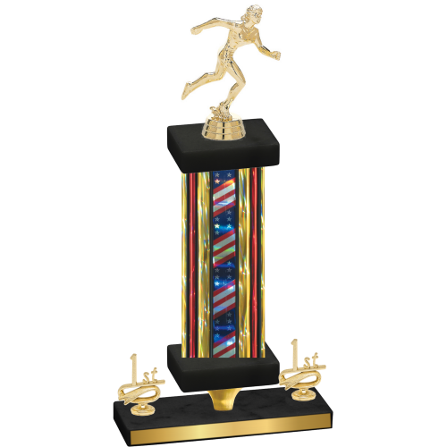 Premium Single Flag USA First Place Running Trophy