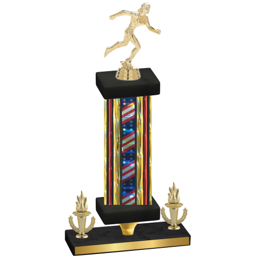 Premium Single Flag USA Victory Running Trophy