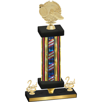 Premium Single Flag USA Second Place Running Trophy