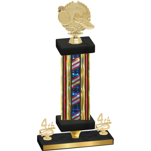 Premium Single Flag USA Fourth Place Running Trophy