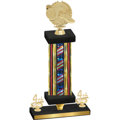 Premium Single Flag USA Fourth Place Running Trophy