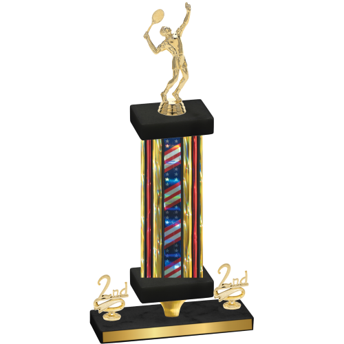 Premium Single Flag USA Second Place Tennis Trophy