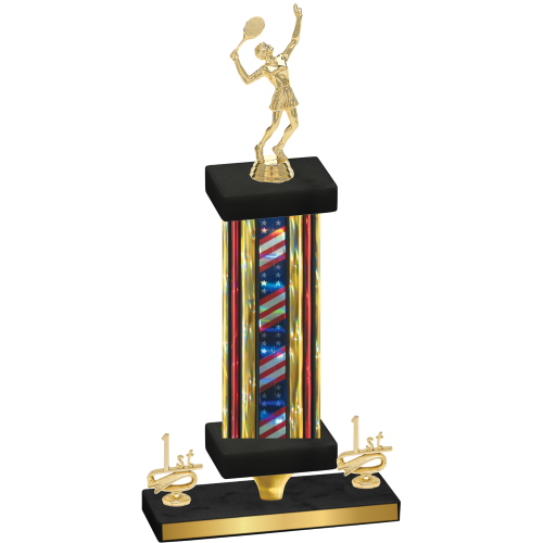 Premium Single Flag USA First Place Tennis Trophy