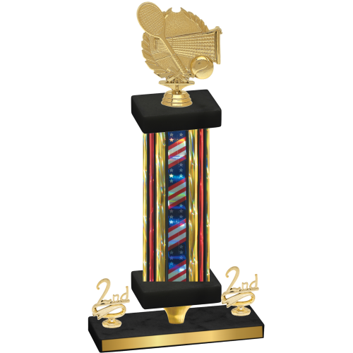 Premium Single Flag USA Second Place Tennis Trophy