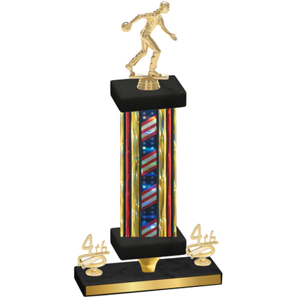 Premium Single Flag USA Fourth Place Bowling Trophy