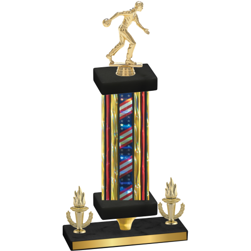Premium Single Flag USA Victory Bowling Trophy