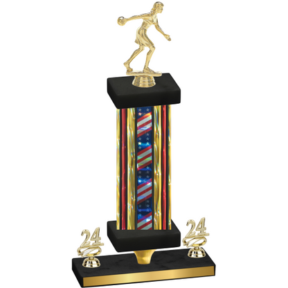 Premium Single Flag USA Year Bowling Trophy