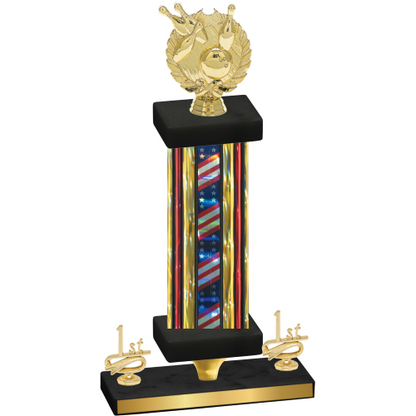 Premium Single Flag USA First Place Bowling Trophy
