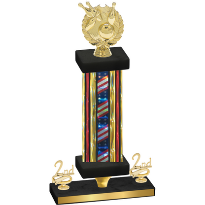 Premium Single Flag USA Second Place Bowling Trophy