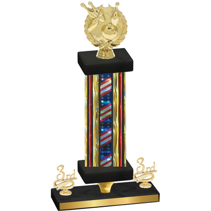 Premium Single Flag USA Third Place Bowling Trophy