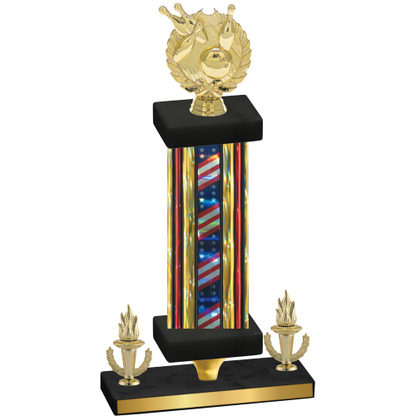 Premium Single Flag USA Victory Bowling Trophy