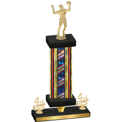 Premium Single Flag USA Fourth Place Volleyball Trophy