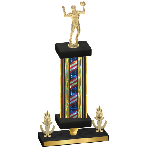 Premium Single Flag USA Victory Volleyball Trophy