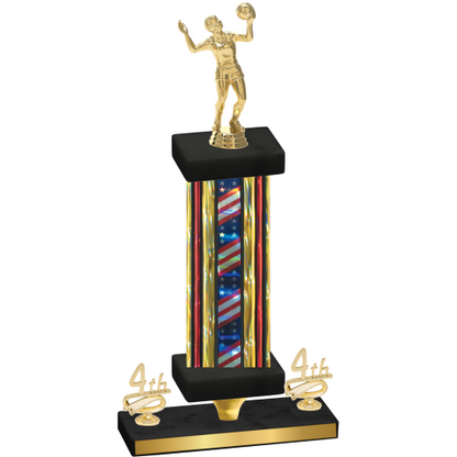 Premium Single Flag USA Fourth Place Volleyball Trophy