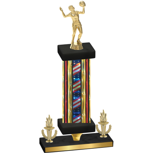 Premium Single Flag USA Victory Volleyball Trophy