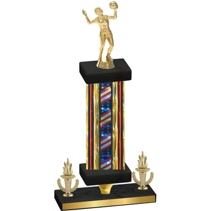 Premium Single Flag USA Victory Volleyball Trophy