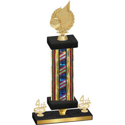 Premium Single Flag USA Fourth Place Volleyball Trophy