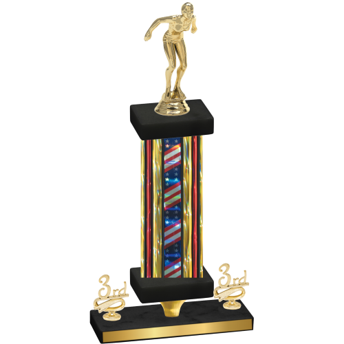 Premium Single Flag USA Third Place Tennis Trophy