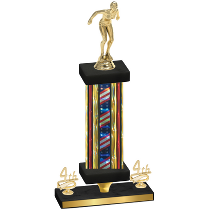Premium Single Flag USA Fourth Place Tennis Trophy
