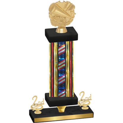 Premium Single Flag USA Second Place Cheerleading Trophy