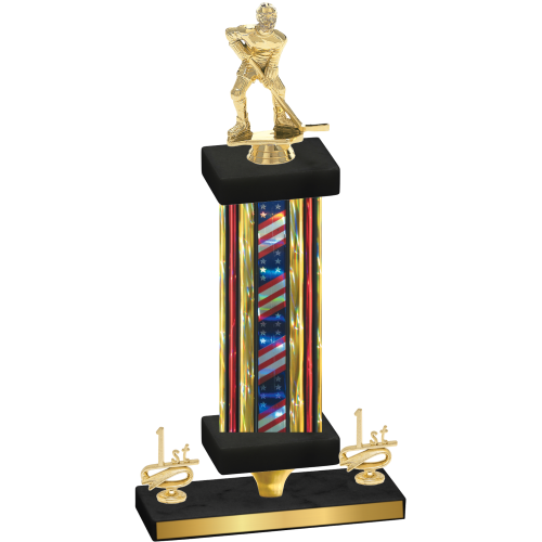 Premium Single Flag USA First Place Hockey Trophy