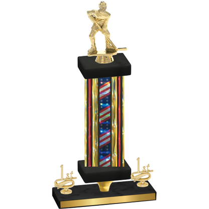 Premium Single Flag USA First Place Hockey Trophy