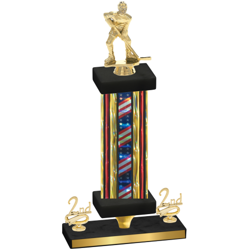 Premium Single Flag USA Second Place Hockey Trophy