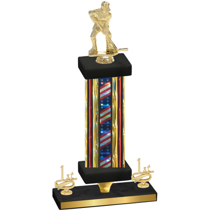 Premium Single Flag USA First Place Hockey Trophy