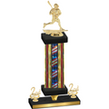 Premium Single Flag USA Second Place Lacrosse Trophy