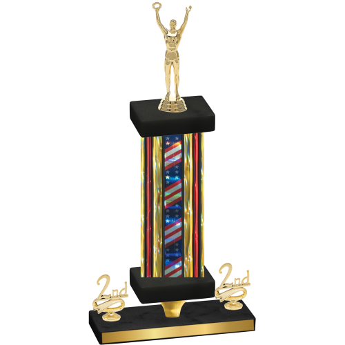 Premium Single Flag USA Second Place Victory Trophy