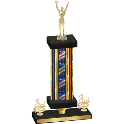 Premium Single Flag USA Third Place Victory Trophy