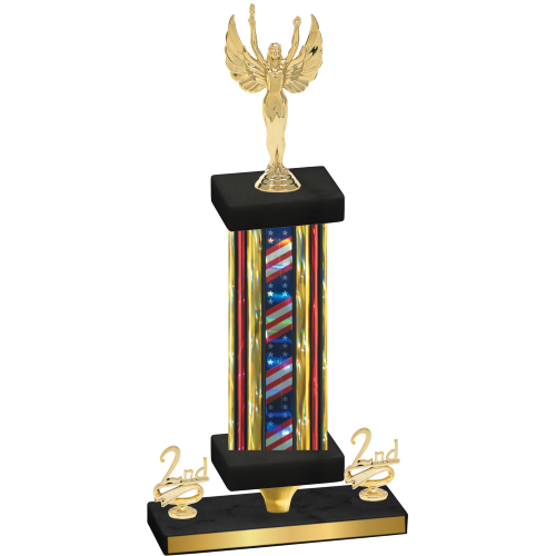 Premium Single Flag USA Second Place Victory Trophy