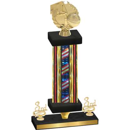 Premium Single Flag USA Third Place Basketball Trophy