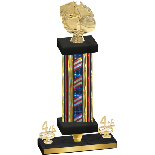 Premium Single Flag USA Fourth Place Basketball Trophy