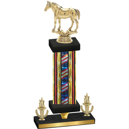 Premium Single Flag USA Victory Horses Trophy