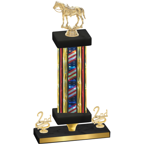 Premium Single Flag USA Second Place Horses Trophy