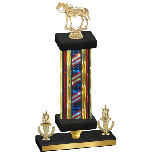 Premium Single Flag USA Victory Horses Trophy