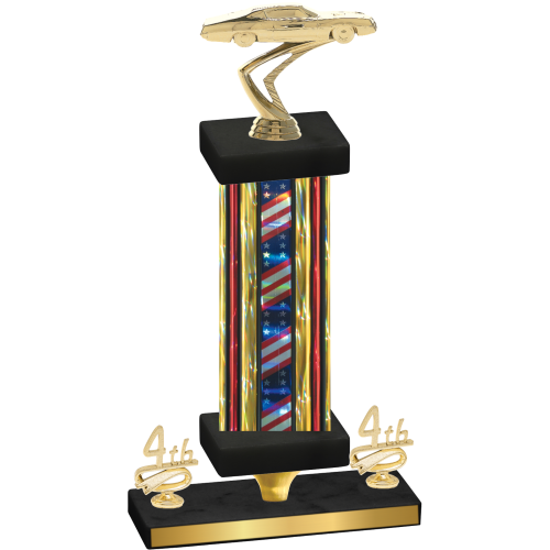 Premium Single Flag USA Fourth Place Cars Trophy