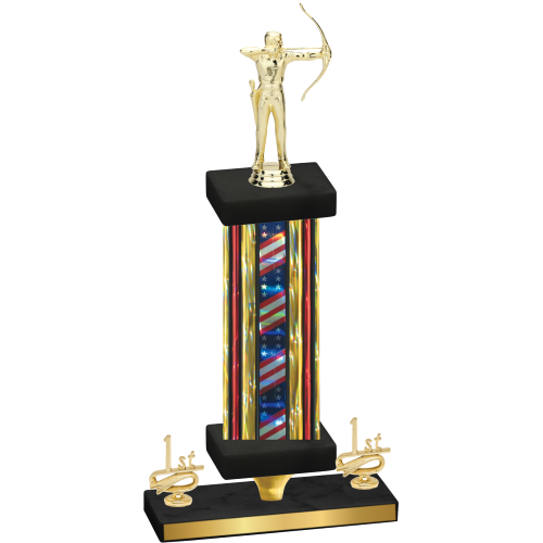 Premium Single Flag USA First Place Archery Trophy