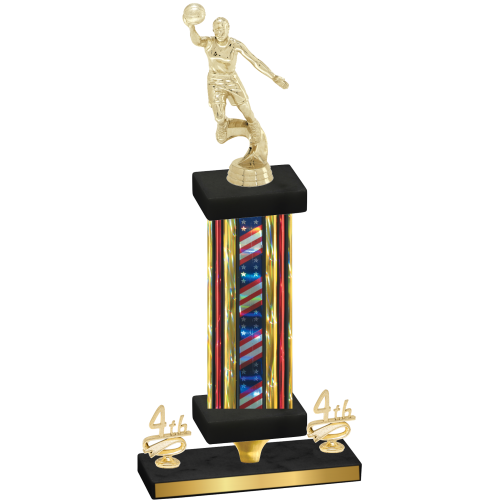 Premium Single Flag USA Fourth Place Basketball Trophy