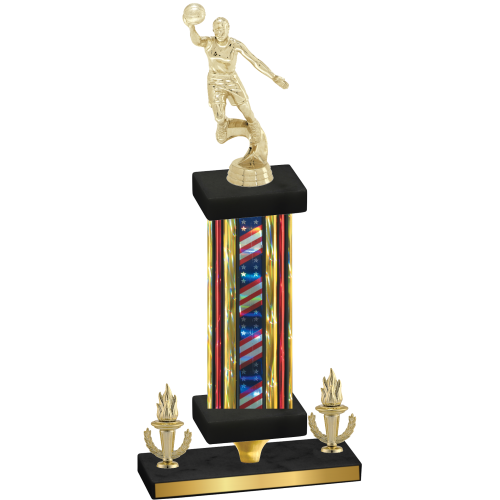Premium Single Flag USA Victory Basketball Trophy