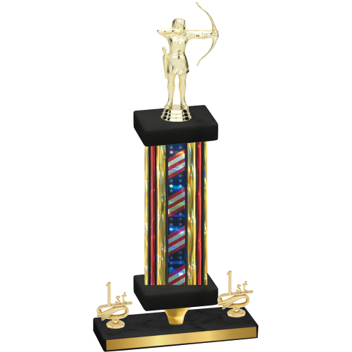 Premium Single Flag USA First Place Archery Trophy