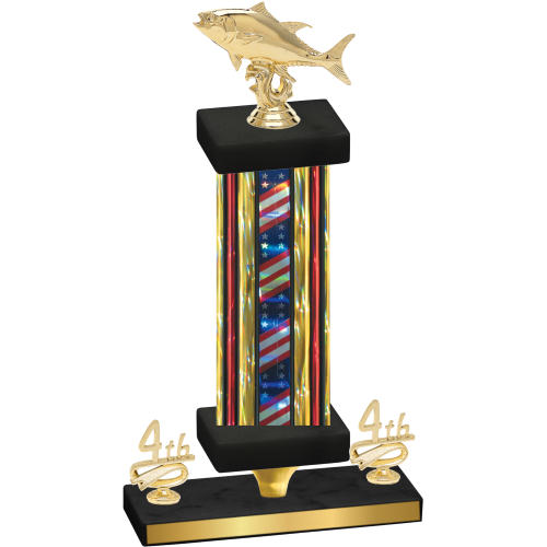 Premium Single Flag USA Fourth Place Fishing Trophy