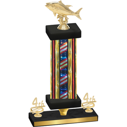 Premium Single Flag USA Fourth Place Fishing Trophy