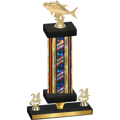 Premium Single Flag USA Year Fishing Trophy