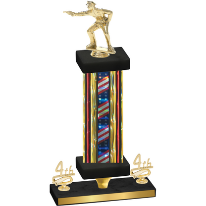 Premium Single Flag USA Fourth Place Shooter Trophy
