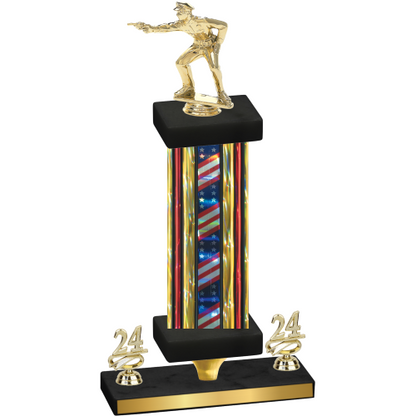 Premium Single Flag USA Year Shooter Trophy